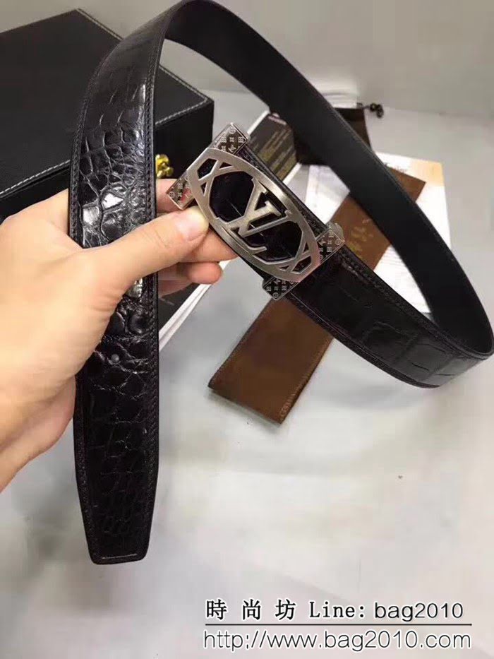 路易威登LV 鱷魚肚皮無拼接純 鋼時尚扣頭 時尚百搭高端男士皮帶 LHG1836